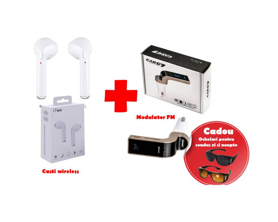 Casti Wireless+Modulator Bluetooth+Ochelari pentru condus