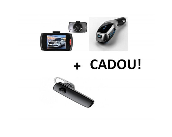 Pachet auto: Camera auto + Modulator FM + Casca Bluetooth