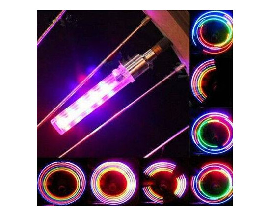 Set 2 LED-uri multicolore valva bicicleta